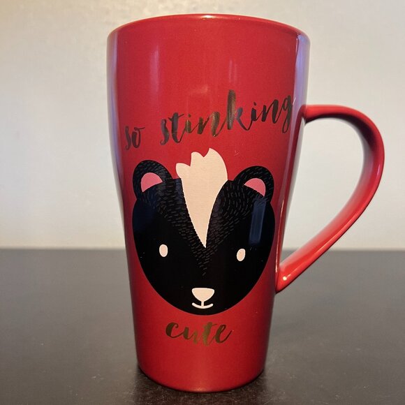 ❤️ Love Your Mug ❤️ SO STINKING CUTE ~ Baby Skunk ~ Tall Maroon Ceramic Mug - Picture 2 of 10